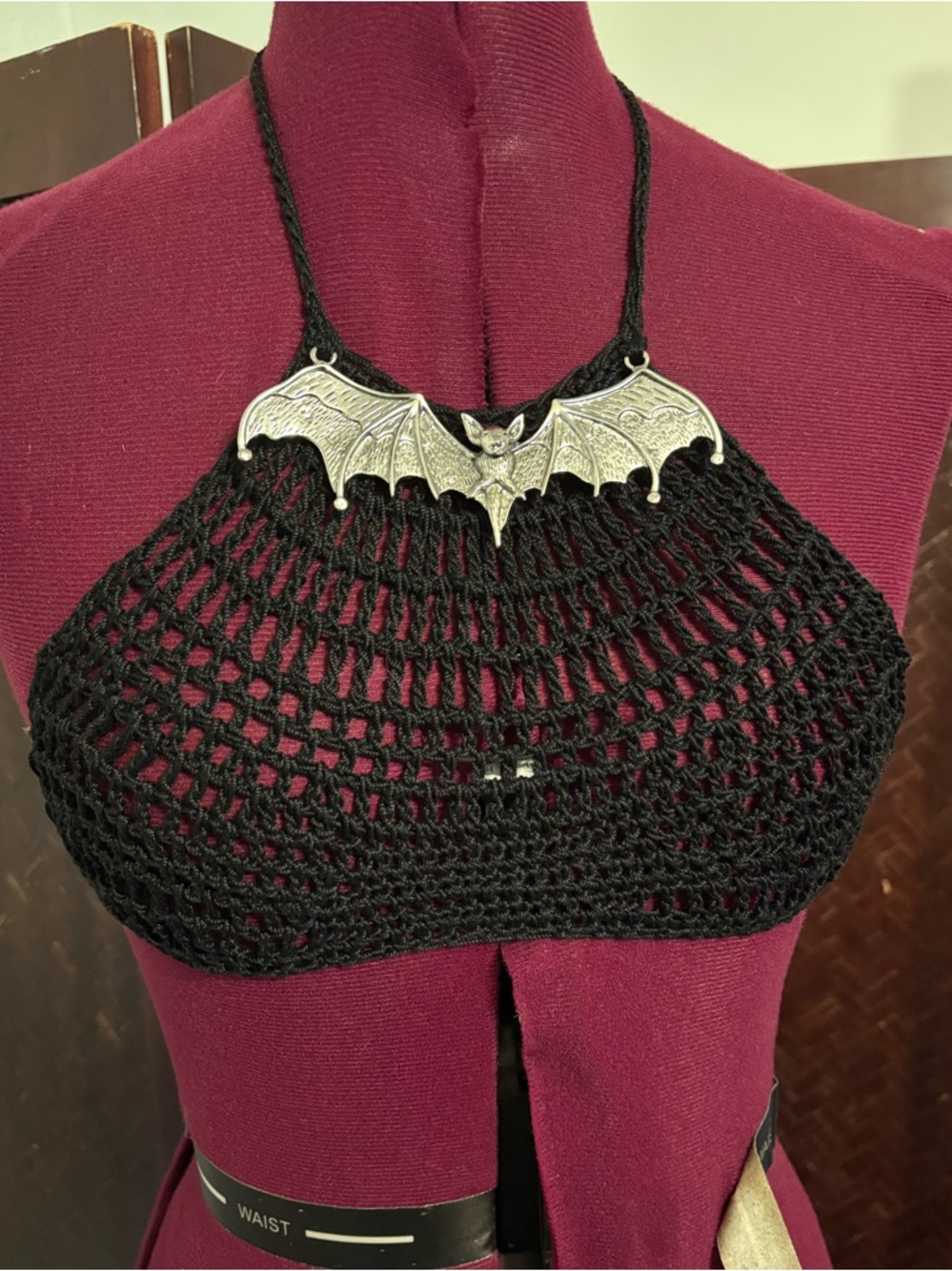 Bat bra 100% cotton with silver bat detail small 30-34 goth lingerie